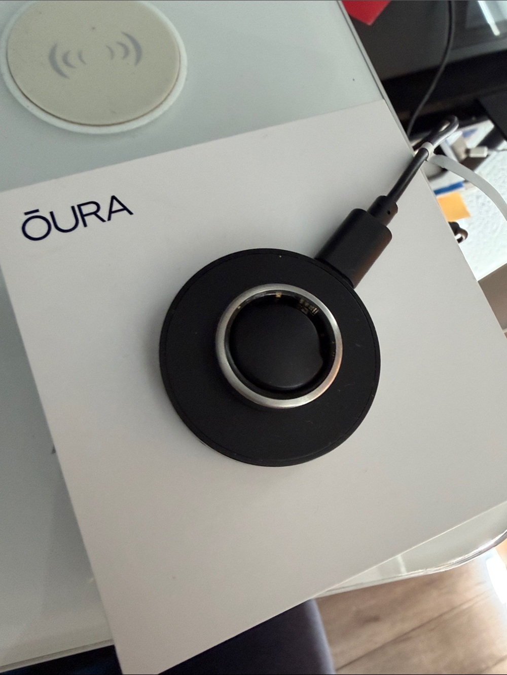 Oura silver ring size 10 ring with Black Charging Dock. Gen 3